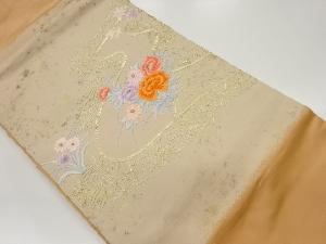 金駒刺繍芍薬・菊・紅葉模様名古屋帯